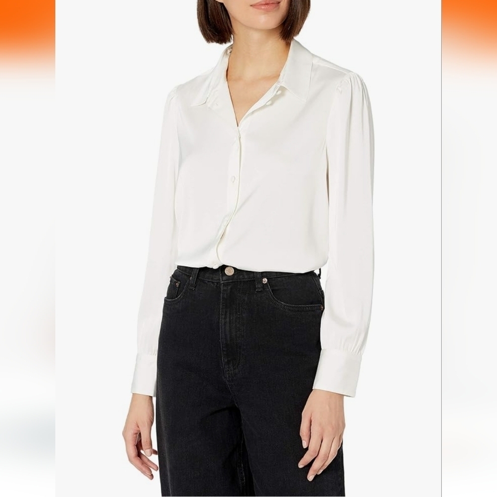 The Drop Lucyswhims Long-Sleeve Button-Down Satin Shirt Size Women Small NEW